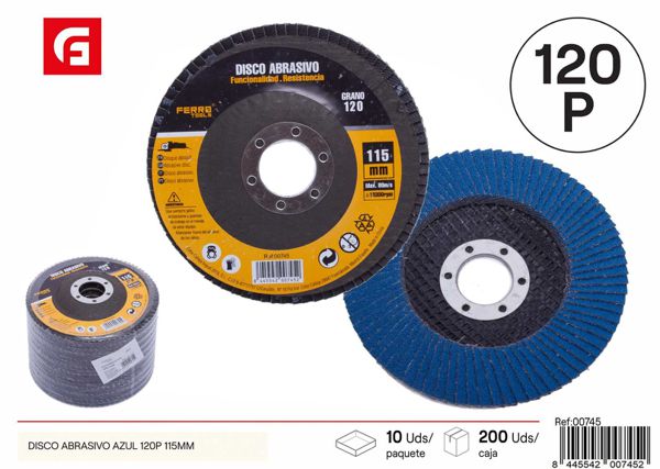 Disco abrasivo azul 120P 115mm para lijado y corte