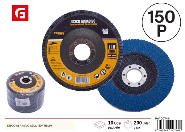 Disco abrasivo azul 150P 115mm para lijado