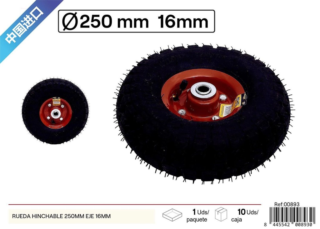 Rueda hinchable con eje de 16mm para transporte