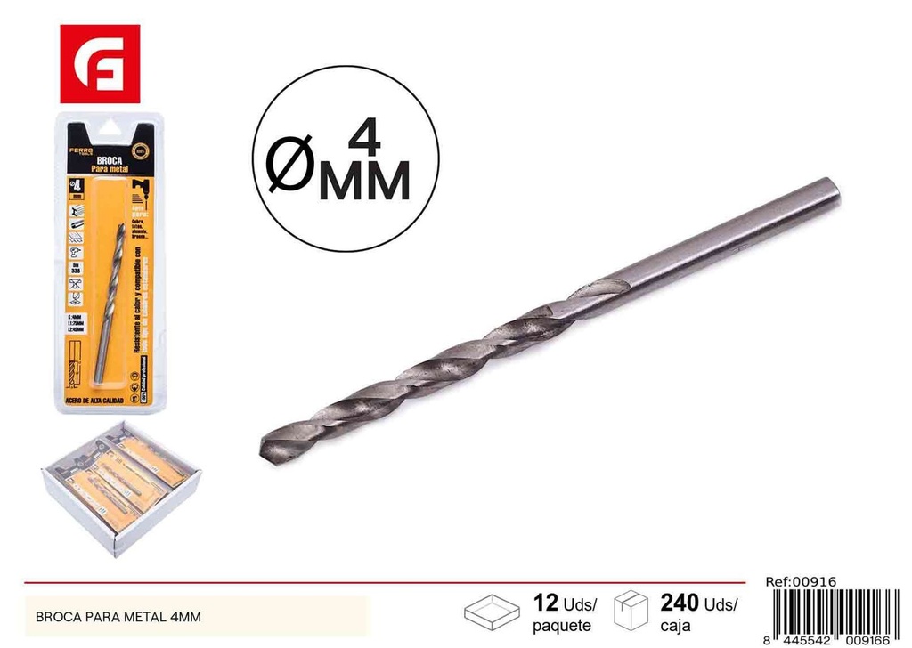 Broca para metal 4mm