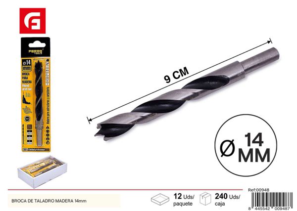 Broca de taladro para madera 14mm