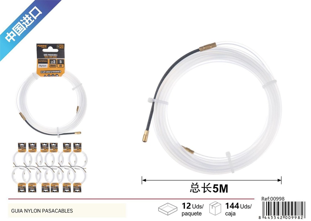 Guía pasacables de nylon 3mm x 5m