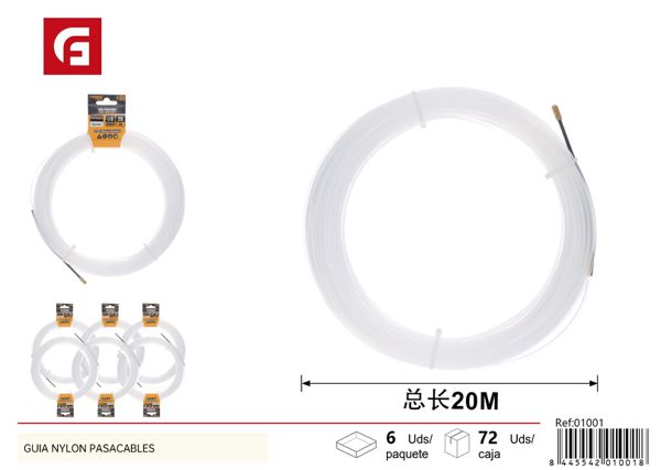 Guía pasacables de nylon 3mm x 20m para instalaciones eléctricas