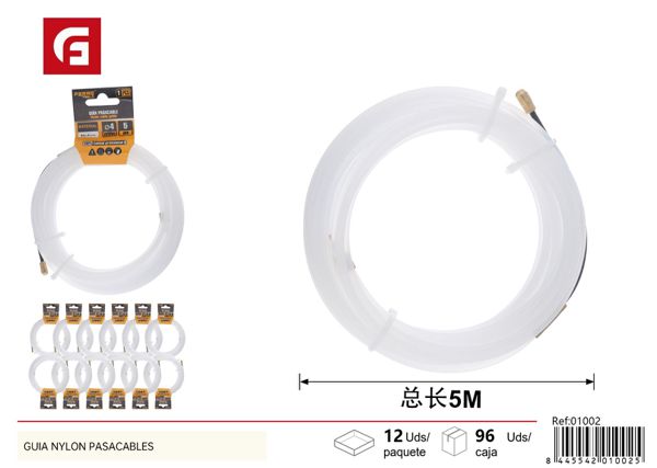 Guía nylon pasacables 4mm*5m para instalaciones eléctricas