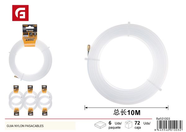 Guía de nylon pasacables 4mmx10m para instalaciones eléctricas