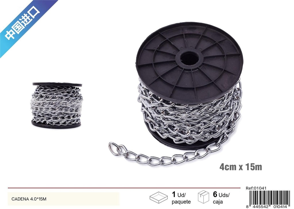  cadena de acero cromado 4mmx15m - Ferretería y accesorios