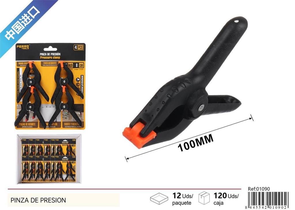 Pinza de presión de nylon 3in 80mm (4pcs) - Accesorios de ferretería