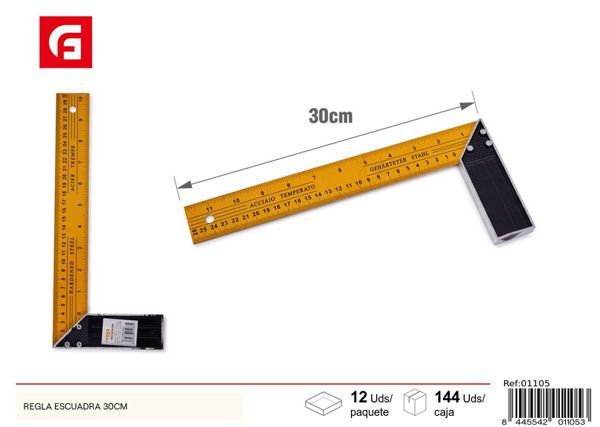 Regla escuadra de 30cm para medición