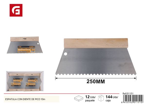 Espátula dentada de pico 10 pulgadas (250 mm) para albañilería