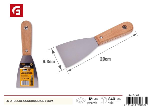 Espátula de construcción 6.3cm para alisar y aplicar masilla