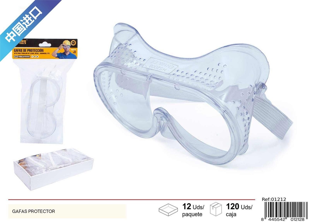 Gafas de protección transparentes con certificación CE para seguridad laboral
