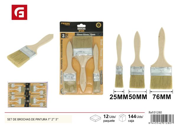 Set de brochas de pintura 1", 2", 3"