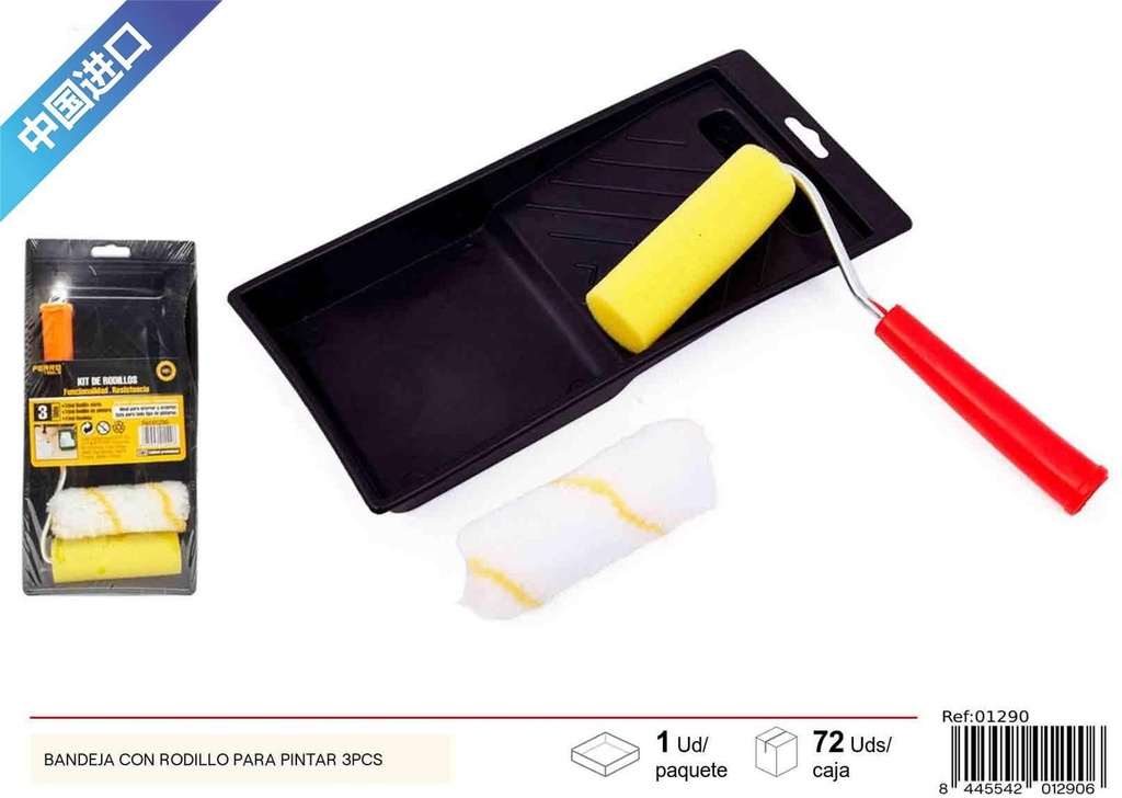 Set de bandeja con rodillo para pintura 3pcs - Herramientas de pintura