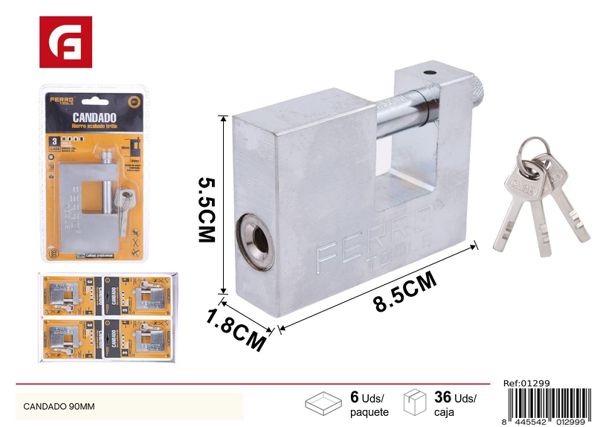 Candado rectangular 90mm para seguridad del hogar