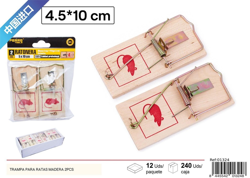 Trampa para ratas madera 2 pcs - Artículos de limpieza