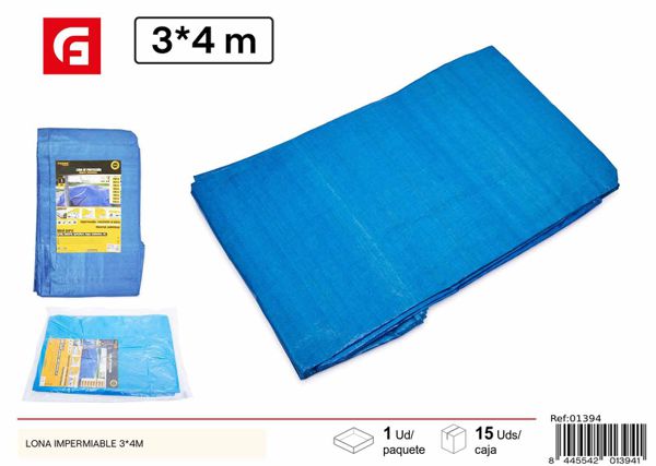 Lona impermeable azul 3x4m para protección exterior