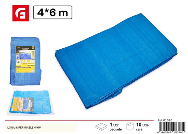 Lona impermeable azul y blanca 4x6 m para protección