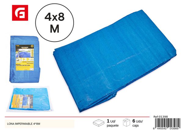 Lona impermeable azul y blanca 4x8m para protección