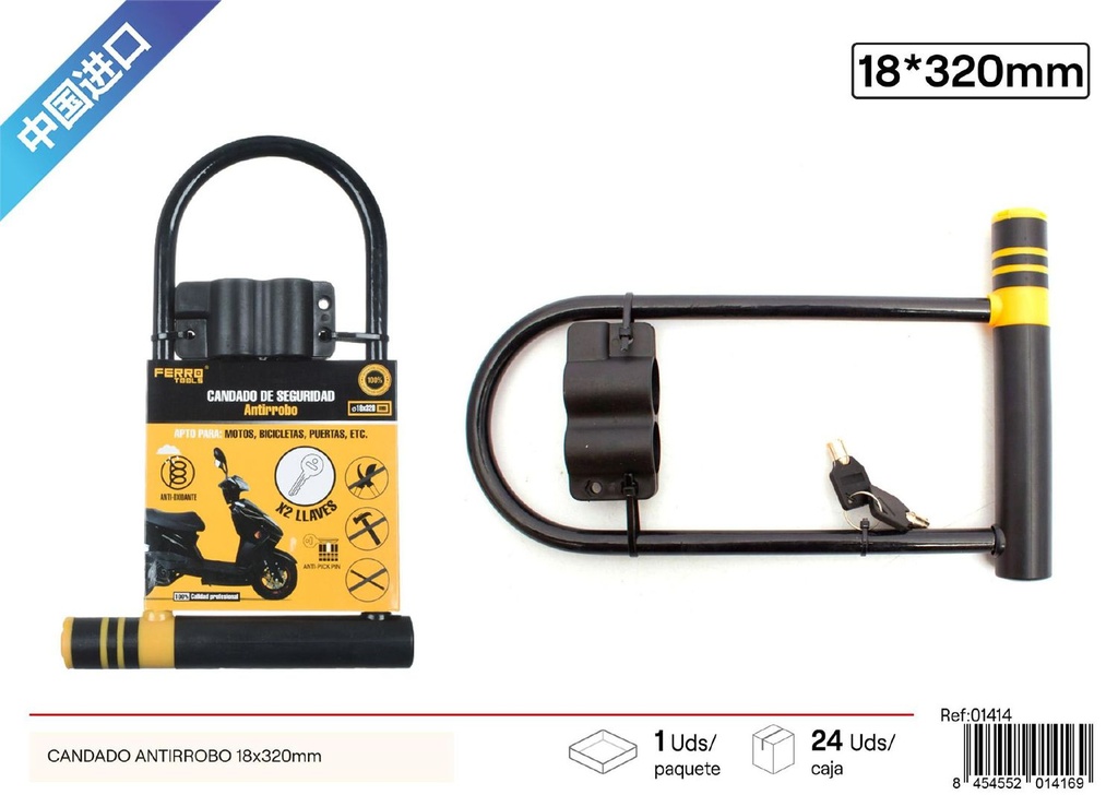 Candado antirrobo 18x320mm - Accesorios para bicicletas