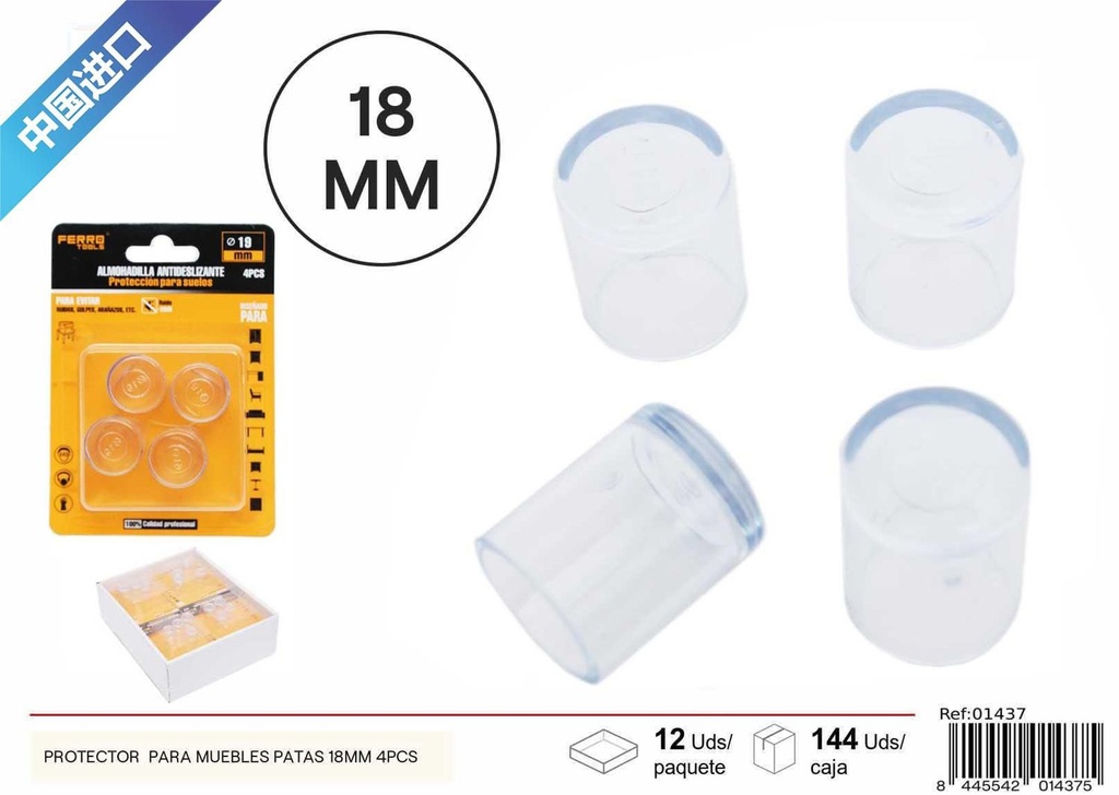 Protector transparente de PVC 18 mm (set de 4) - Accesorios para muebles