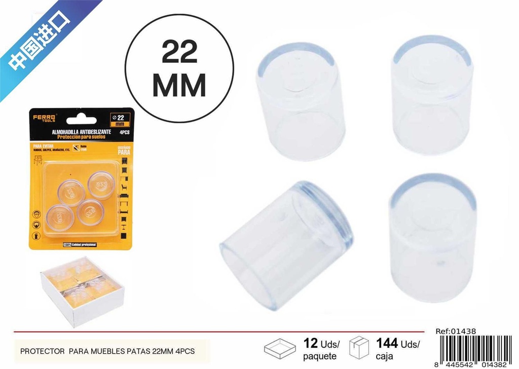 Protector transparente para patas de muebles 22mm 4pcs