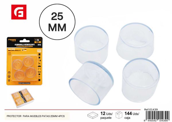 Protector para muebles patas 25mm 4pcs transparente para protección