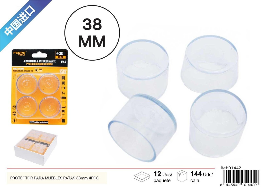 Protectores para patas de muebles 38mm 4pcs para sujeción y fijación