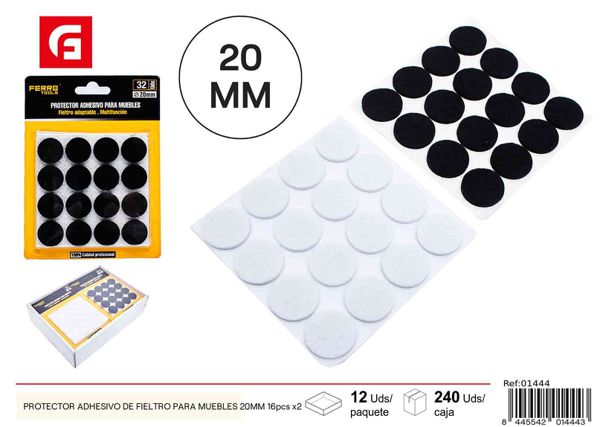 Protector adhesivo de fieltro para muebles 20mm 16pcs x2