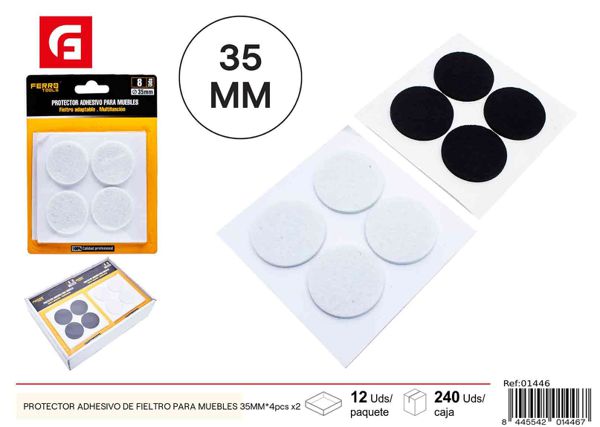 Protector adhesivo de fieltro para muebles 35mm*4pcs x2 antirayaduras