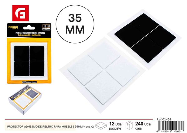 Protector adhesivo de fieltro para muebles 35mm 4pcs x2