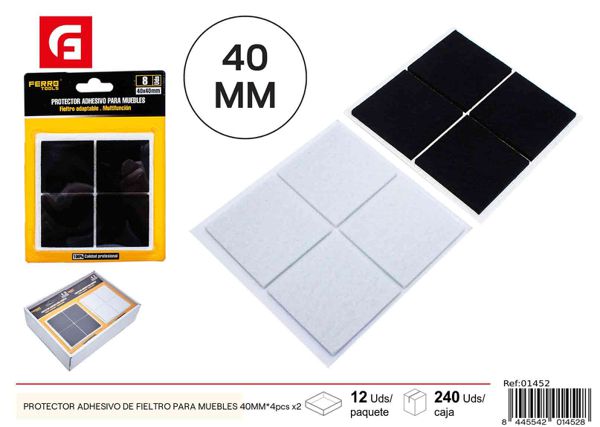 Protector adhesivo de fieltro para muebles 40mm 4pcs x2