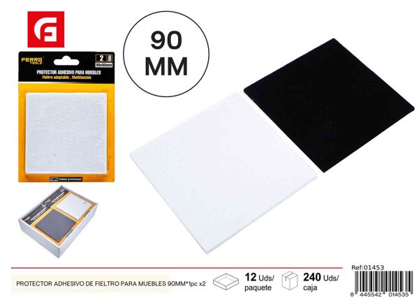 Protectores adhesivos de fieltro para muebles 90 mm 2 piezas