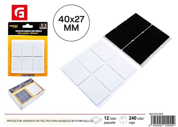 Protector adhesivo de fieltro para muebles 40x27mm 6pcs x2