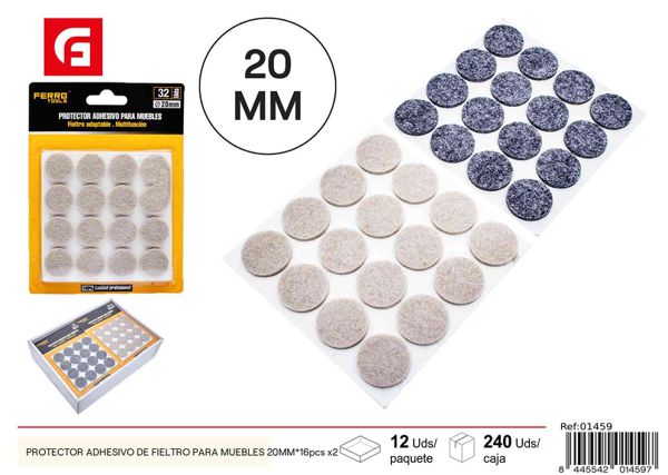 Protector adhesivo de fieltro para muebles 20mm 16pcs x2