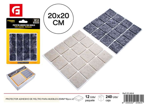 Protector adhesivo de fieltro para muebles 20mm*16pcs x2