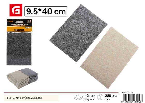 Fieltros adhesivos 95mmx40cm gris y beige para protección de muebles