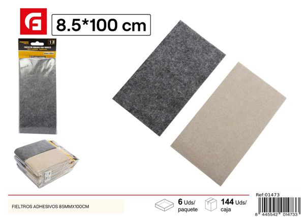 Fieltros adhesivos 85mmx100cm gris y beige para protección de muebles