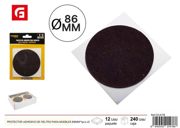 Protector adhesivo de fieltro para muebles 86mm 1pcs para protección de suelos