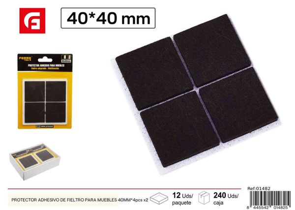 Protector adhesivo de fieltro para muebles 40mm 4pcs x2 para protección del suelo