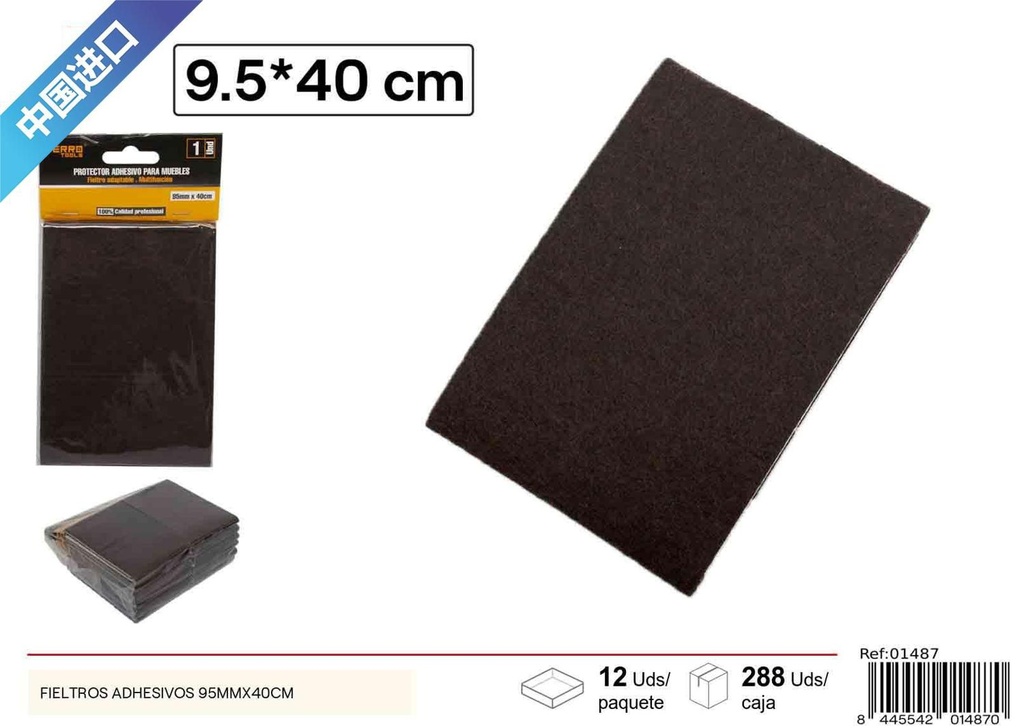 Fieltros adhesivos protectores 95mm x 40cm marrón para muebles