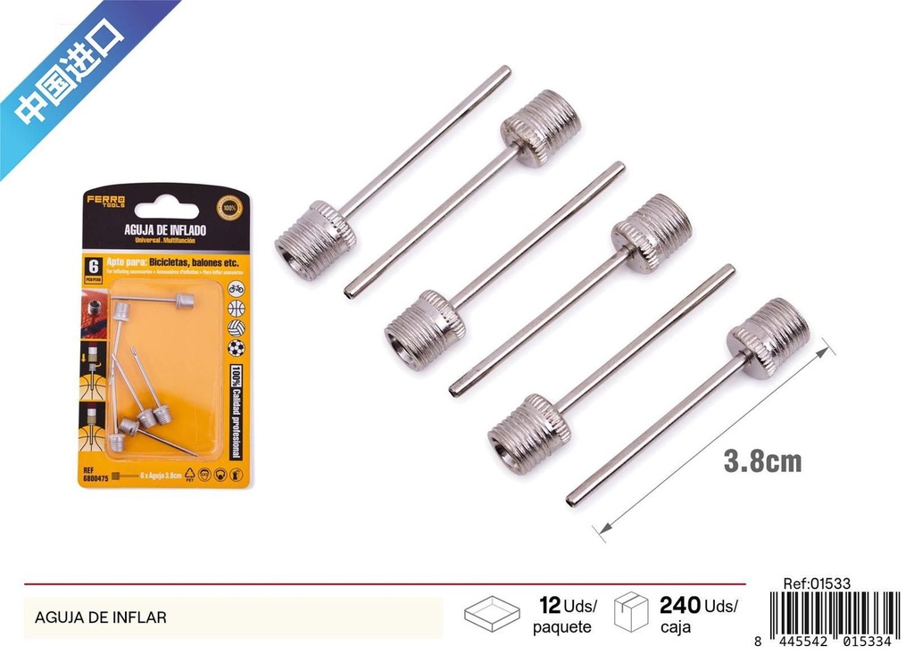 Aguja de inflar 6 piezas - Accesorios de bicicleta