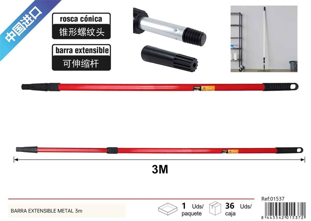 Barra extensible de metal 3m para pintura