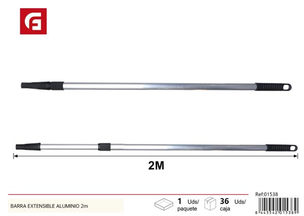 Barra extensible de aluminio 2m para rodillos de pintura