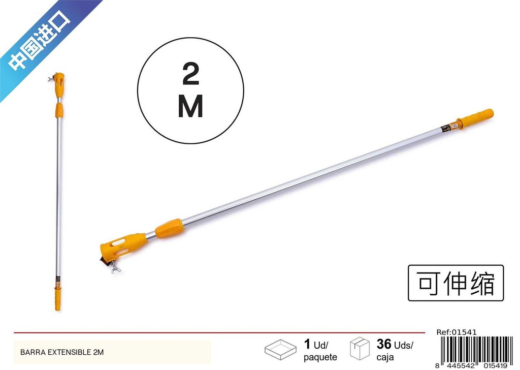 Barra extensible multifuncional de 2m para pintura y limpieza