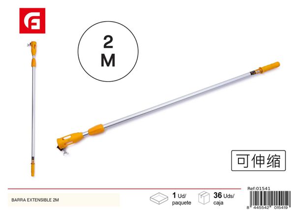 Barra extensible multifuncional de 2m para pintura y limpieza