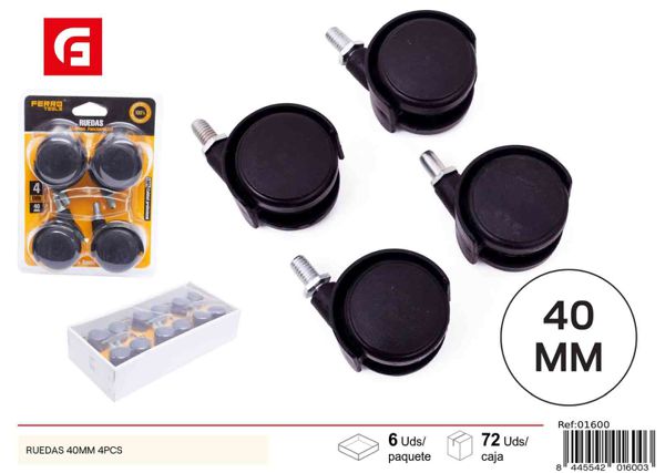 Ruedas de plástico 40mm 4pcs para muebles y bricolaje