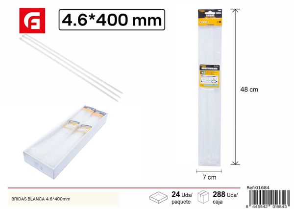 Bridas blancas 4.6x400mm 14 uds para sujeción