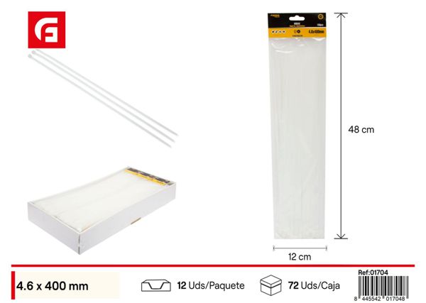 Brida blanca 4.6x400mm 100 uds para sujeción