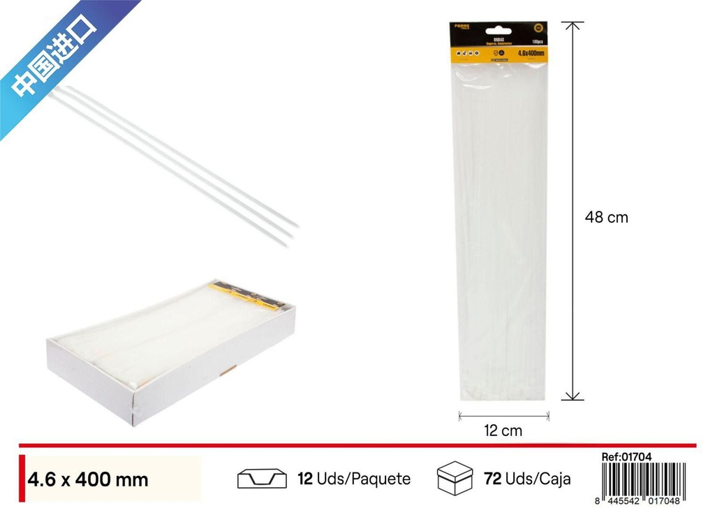 Brida blanca 4.6x400mm 100 uds para sujeción