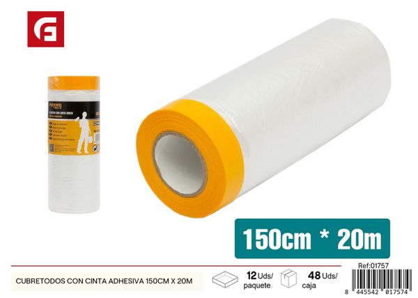 Cubretodo con cinta adhesiva 150cm x 20m